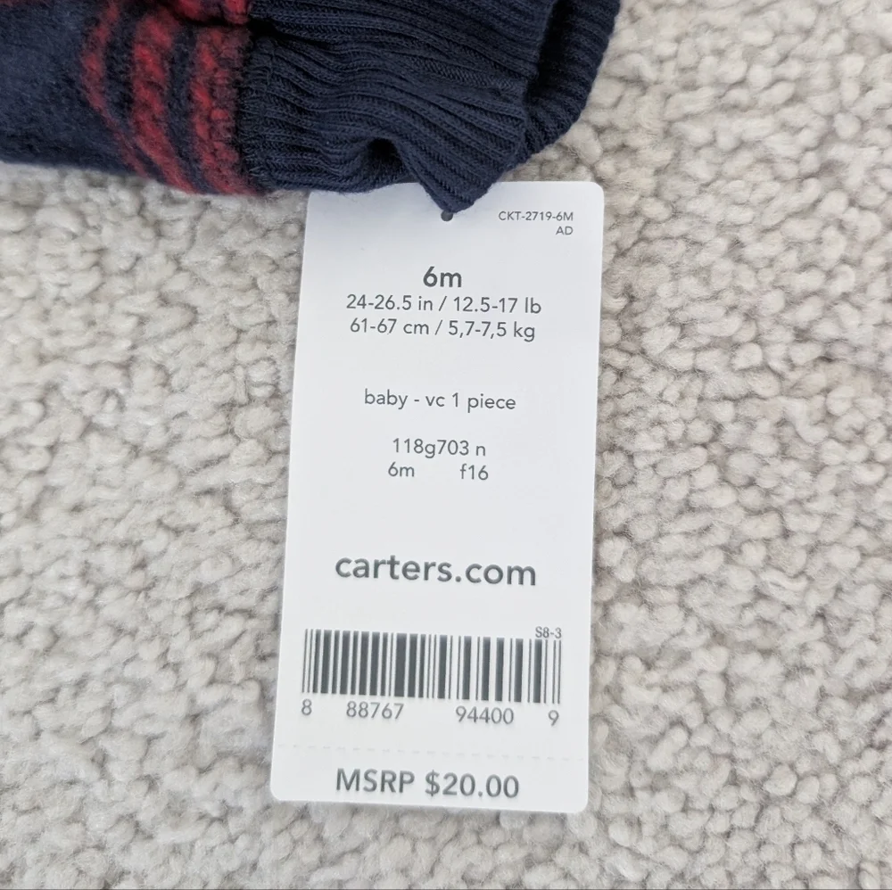 NWT Lot Of 2 Carter's Fleece One Piece FullZip Bodysuit Plaid Size 6 Months